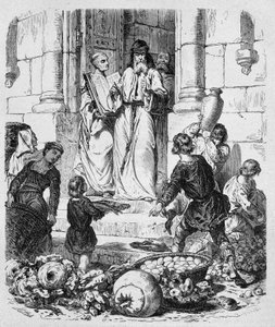Mönche sammeln Zehnten von den Leuten - in „Histoire des popes“ von Maurice Lachatre von Unknown artist
