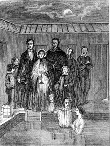 Mormonen-Taufe. Gravur aus dem 19. Jahrhundert