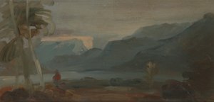 Gebirgige Landschaft mit Figuren und Vieh