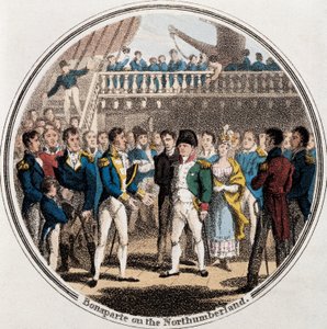 Napoleon Bonaparte und der englische Admiral George Cockburn auf der Northumberland begleitet von Madame Bertrand von Unknown artist
