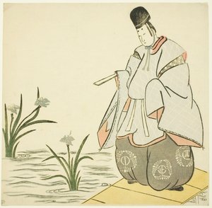 Narihira an der Yatsuhashi-Brücke