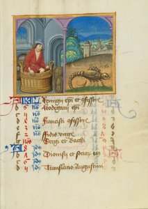 Oktober-Kalenderseite; Trauben treten; Skorpion