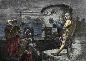 Auf der Lauer nach Nordmännern - die Waräger-Garde beobachtet den Horizont hinter den Befestigungen