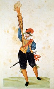 Eine der ersten Feuerwaffen - in „Manuale di pirotechnia, armeria e fortificazioni“ des 16. Jahrhunderts von Unknown artist