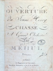 Eröffnungsseite, La Chasse der Oper Le jeune Henri von Mehul (1797) von Unknown artist