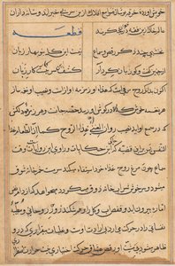 Seite aus Geschichten eines Papageis (Tuti-nama): Textseite von Unknown artist