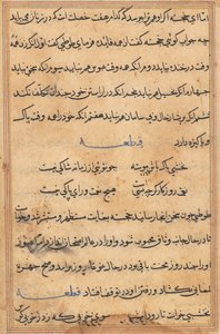 Seite aus Geschichten eines Papageis (Tuti-nama): Textseite von Unknown artist