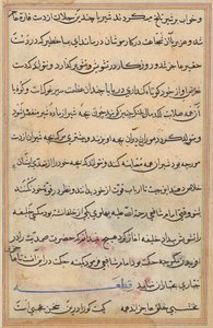 Seite aus Geschichten eines Papageis (Tuti-nama): Textseite von Unknown artist