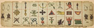 Seite aus einem Notizbuch mit Ritualsymbolen