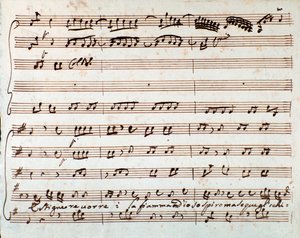 Seite der Partitur von Estinguere vorrei Arie in der Oper Griselda von Antonio Vivaldi