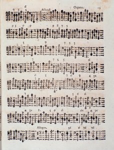 Seite der Partitur von Sonata a 2 violini, violoncello e organo, op. 5 von Giuseppe Aldrovandini (1706) von Unknown artist