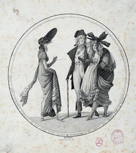 Pariser Mode: „Erstaunlich und wunderbar“ (Kupferstich von 1795)