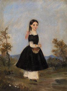 Bauernmädchen in der Landschaft