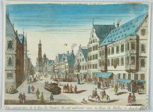 Guckkasten, Vue Perspective de la Rue des Peintres du Cote Inferieur Vers la Tour de Perlac in Augsburg von Unknown artist