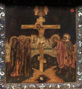 Tragbares Triptychon-Ikone: Die Kreuzigung