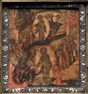 Tragbares Triptychon-Ikone: Die Auferstehung und Anastasis von Unknown artist