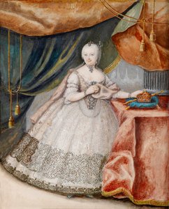 Porträt der Kaiserin Maria Theresia von Österreich (1717-1780) in einem langen Spitzenkleid