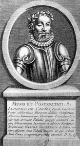 Porträt in Medaillon von Luis de Camoens (1524-1580) - Gravur von Unknown artist
