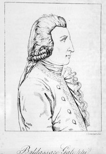 Porträt von Baldassare Galuppi. Italienischer Komponist (1706 bis 1785) Venezianische Gravur des späten 18. Jahrhunderts.