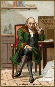 Porträt von Benjamin Franklin (1706 - 1790), amerikanischer Politiker, Memorialist, Pamphletist und Physiker. von Unknown artist