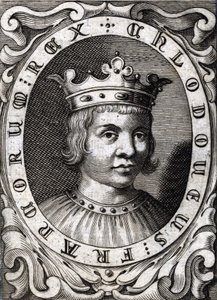 Porträt von Clovis III (? - 695), König von Austrasien. Gravur des 18. Jahrhunderts