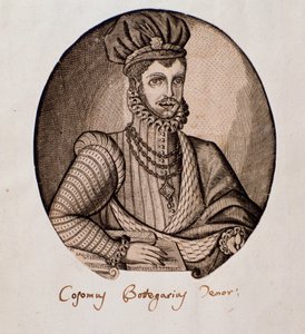 Porträt von Cosimo Bottegari (1554-1620), italienischer Lautenist und Komponist. Gravur. 17. Jahrhundert. Bologna, Civico Museo Bibliografico Musicale von Unknown artist