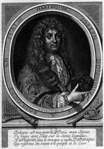 Porträt von Dominique Biancolelli (1640-1688), Schauspieler, er schuf die Figur des Harlekin, die er spielte. Er war Teil der Truppe, die Mazarin 1660 nach Paris zur Comédie-Italienne brachte.