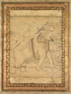 Porträt von Kaiser Jahangir auf einem Elefanten reitend