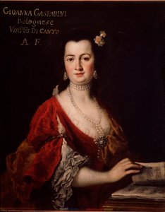 Porträt von Giovanna Gasparini (1717-?) italienische Sängerin Anonymes Gemälde. 18. Jahrhundert. Bologna, civico museo bibliografico musicale.
