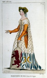 Porträt von Marguerite de Bar, Dame von Ligny (ca. 1223 - 1275), Gravur von 1830