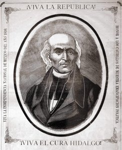 Porträt von Miguel Hidalgo y Costilla (1753 - 1811), mexikanischer Priester (1810 proklamierte er die Unabhängigkeit seines Landes). Gravur zu seinen Ehren Ende des 19. Jahrhunderts.