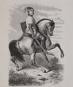 Porträt von Olivier V de Clisson (1336-1407) (Der Metzger) zu Pferd, basierend auf einem Gemälde des Musée de Versailles