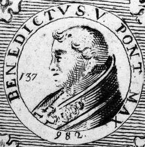 Porträt von Papst Benedikt V. Gravur des 19. Jahrhunderts. von Unknown artist