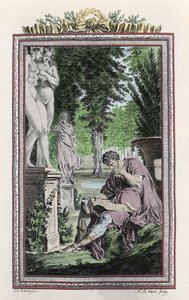 Porträt von Titus Lucretius Carus (Lucretius), römischer Philosoph und Dichter in "De Rerum Natura", Gravur des 18. Jahrhunderts
