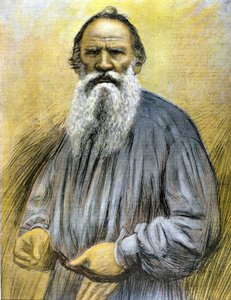 Porträt von Tolstoi. Gravur Ende des 19. Jahrhunderts.