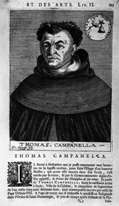 Porträt des italienischen Philosophen Tommaso Campanella (1568-1639). Blatt unbekannter Herkunft aus dem 17. Jahrhundert