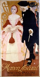 Plakat für die Oper „Manon Lescaut“ von Giacomo Puccini (1858-1924) ca. 1893 von Unknown artist