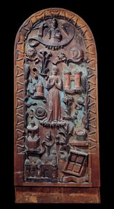 Lob der Jungfrau, geschnitztes Holzpaneel. 16. Jahrhundert Chartres, Musee des Beaux Arts von Unknown artist