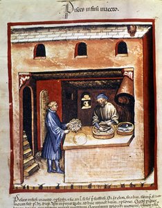 Zubereitung von Meeresfischen in Essig. Illumination aus der Milch der Medizin und Diätetik „Tacuinum sanitatis“ von Unknown artist