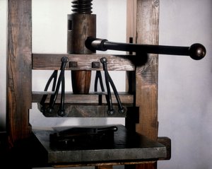 Druckerpresse von Johannes Gensfleisch Gutenberg (1400-1468)