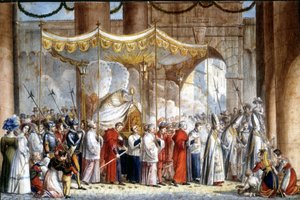 Prozession in Rom im Jahr 1835 von Papst Gregor XVI (1765 - 1846). von Unknown artist