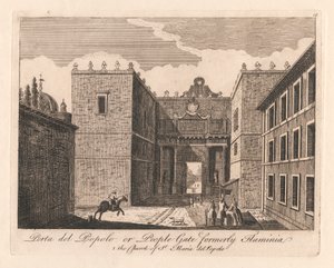 Prota del Popolo oder Volkstor ehemals Flaminia: 1. die Kirche St. Maria del Popolo von Unknown artist