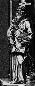 Darstellung des griechischen Philosophen Stoiker Kleanthes. Gravur aus dem Frontispiz von „Philosophical Works“ von Seneca von Unknown artist