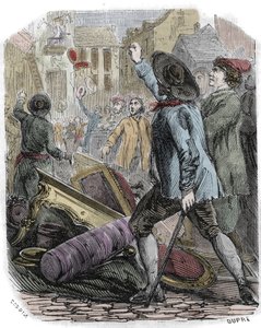 Reveillon-Unruhen zwischen dem 26. und 29. April 1789 - Französische Revolution: Reveillon-Affäre - „Plünderung der Tapetenfabrik von Jean Baptiste de Reveillon am 28. April 1789“ von Unknown artist
