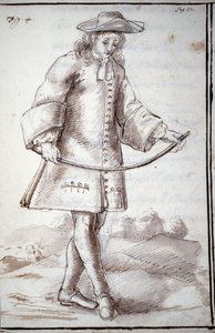 Rhabdomancia: Abhandlung mit dem Titel „Die okkulte Physik oder Abhandlung über die göttliche Rute und ihre Verwendung zur Entdeckung von Wasserquellen, Minen...“ von Abt von Vallemont: verschiedene Arten der Verwendung der Sucherrute. Manuskript aus dem 1 von Unknown artist
