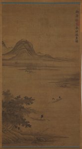 Flusslandschaft: Fischer in Booten von Unknown artist