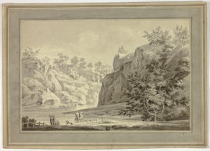 Flusslandschaft mit Kühen und Hund im Vordergrund von Unknown artist