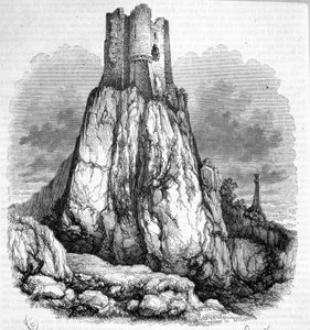 Ruinen des Schlosses La Roquette - Gravur