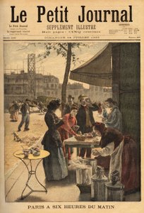 Verkäuferin von Suppe und Milchkaffee, gehalten unter den Kutschentoren um 6 Uhr morgens für das Frühstück im Freien der Pariser Arbeiter