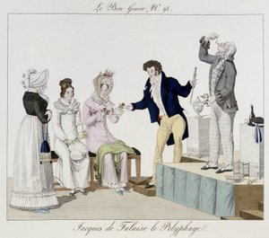Saltimbanque: Jacques de Falaise der Polyphage (er verschluckt alles, lebende Tiere...) - in "Le bon genre", Anfang des 19. Jahrhunderts von Unknown artist